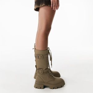 Zara waxed finished lace up boots brand new with tags